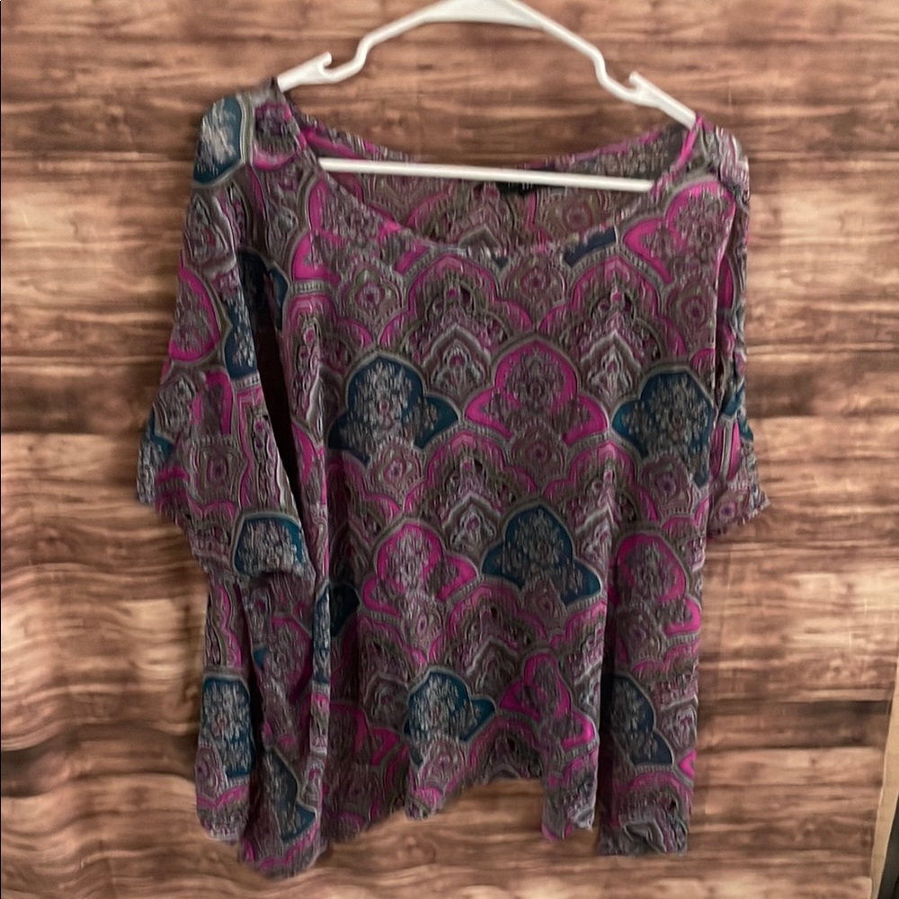 The Limited Purple Relaxed Blouse with Boxy Fit and Wide Sleeves